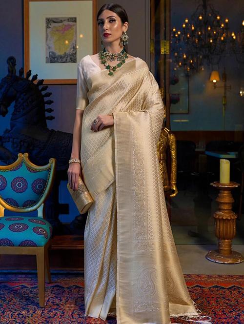 jacquard work banarasi saree with blouse - 18429806 - Very Small Image - 1