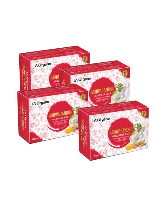 la organo ashwgandha handmade natural bath soap, orange flavour enriched with olive oil (pack of 4) - 18430339 - Very Small Image - 1