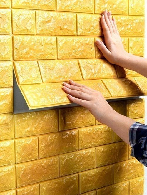 sky walls self adhesive wall decor | bricks 3d wallpaper |  water resistant | heat resistant (70cm x 77cm)  [pack of 1] - 18430390 - Very Small Image - 1