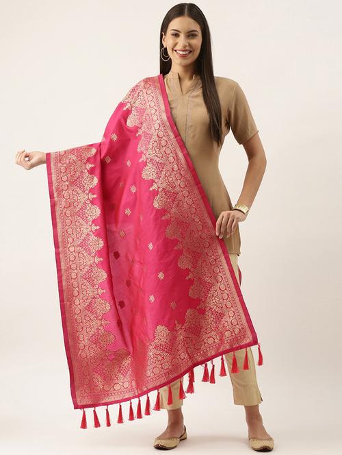 pink art silk dupatta - 18430467 - Very Small Image - 1