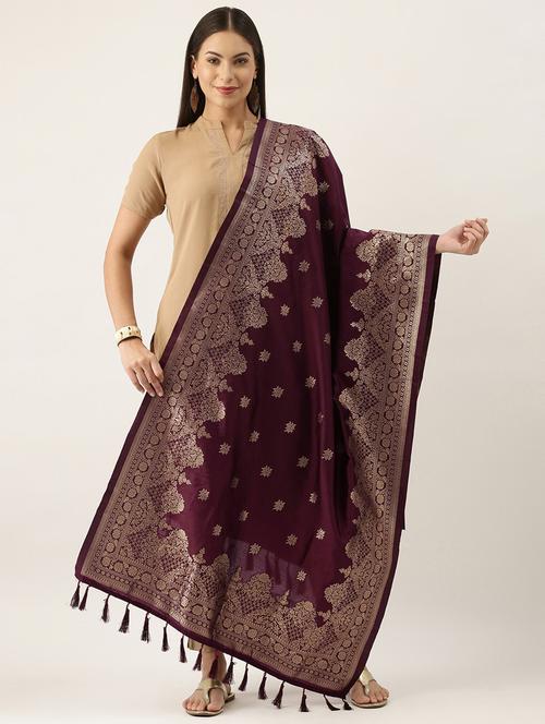 purple art silk dupatta - 18430469 - Very Small Image - 1
