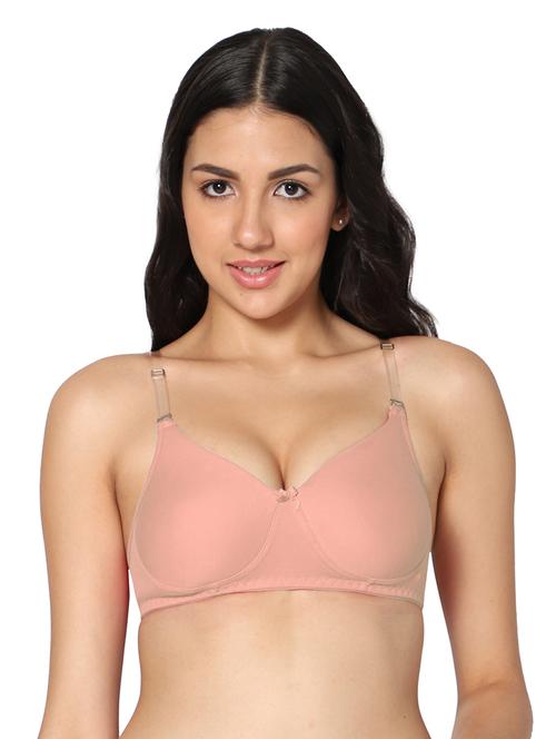 peach solid t-shirt bra - 18430631 - Very Small Image - 1