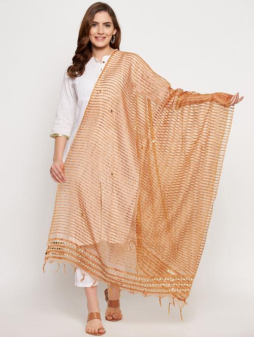 mustard silk blend dupatta - 18431159 - Very Small Image - 1