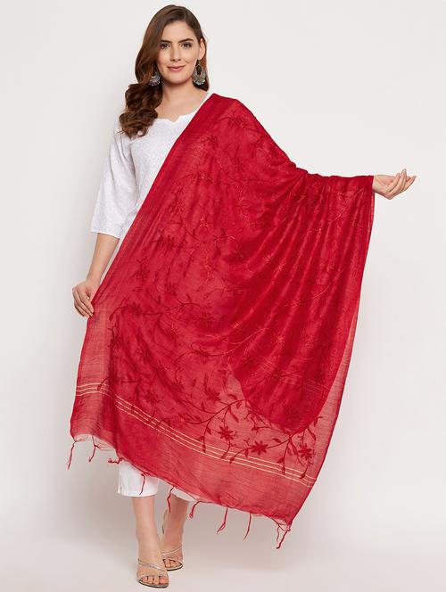 red cotton dupatta - 18431185 - Very Small Image - 1