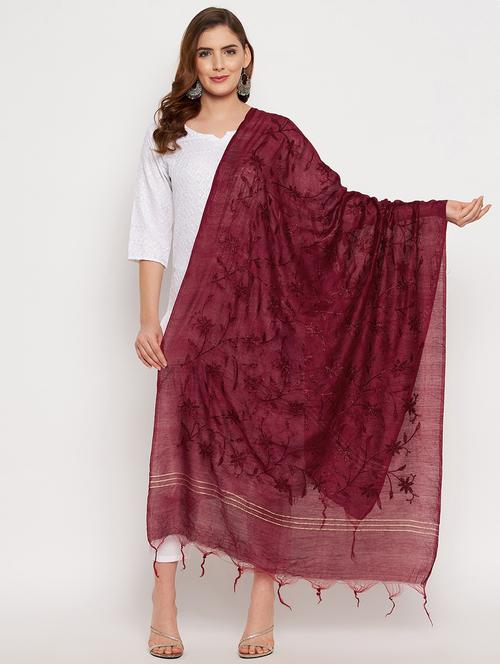 maroon cotton dupatta - 18431187 - Very Small Image - 1