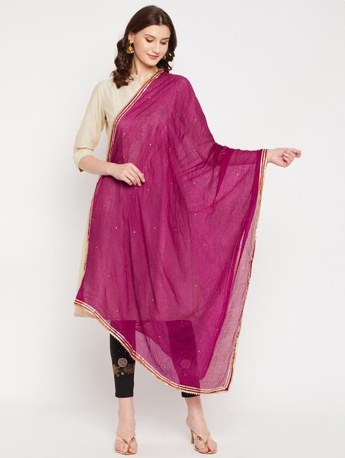 burgundy cotton blend dupatta - 18431192 - Very Small Image - 1