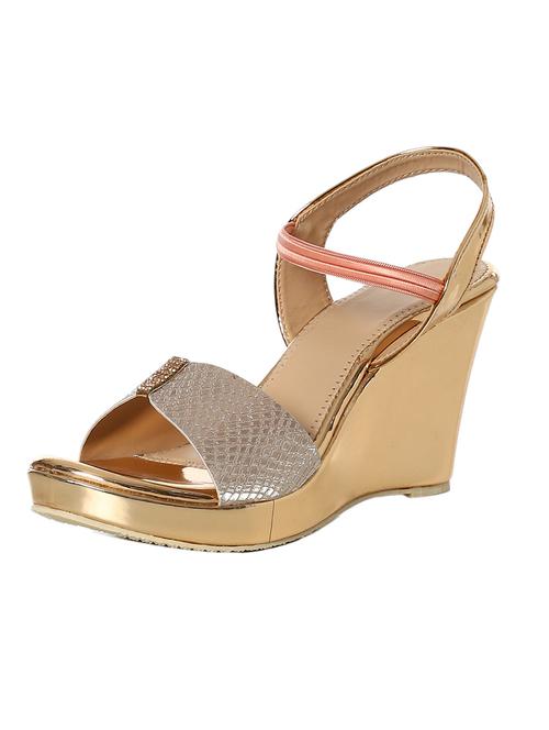  women gold back strap embellished wedge sandal - 18431420 - Very Small Image - 1