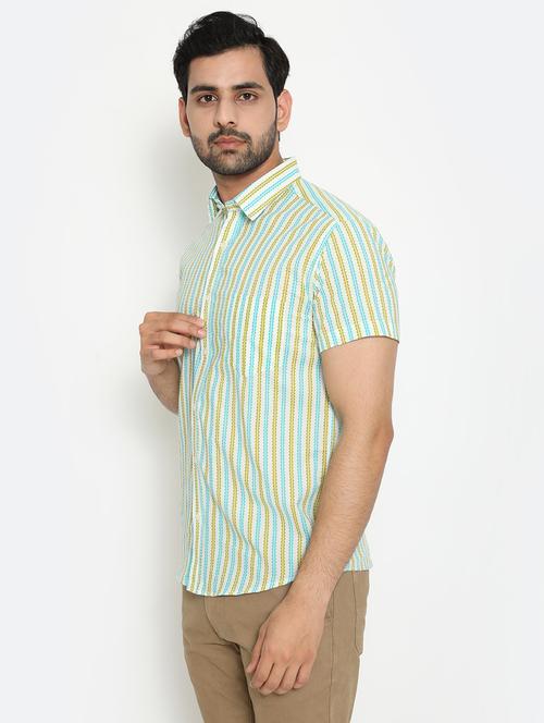 yellow striped casual shirt - 18431664 - Very Small Image - 1