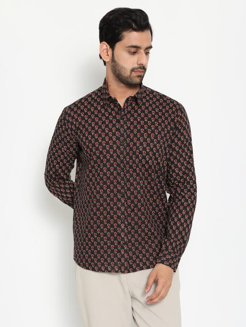 brown printed casual shirt - 18431667 - Very Small Image - 1