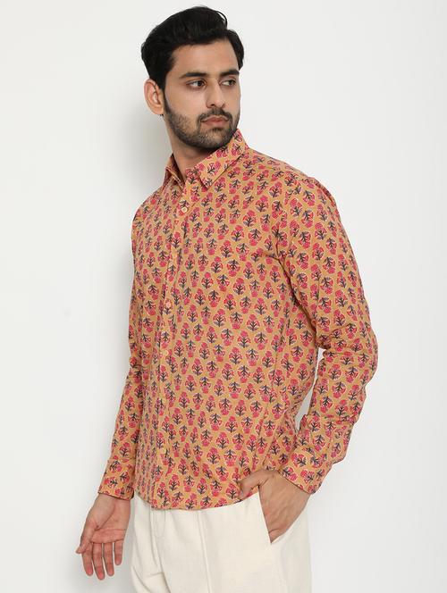 yellow printed casual shirt - 18431677 - Very Small Image - 1