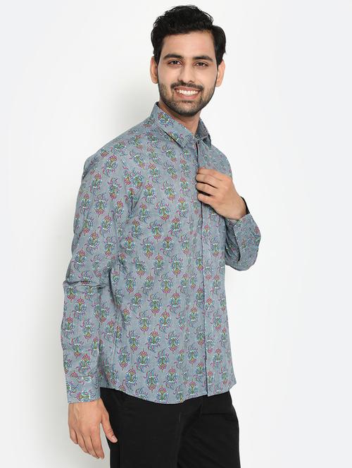 grey printed casual shirt - 18431696 - Very Small Image - 1
