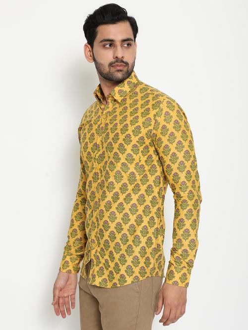 yellow printed casual shirt - 18431697 - Very Small Image - 1