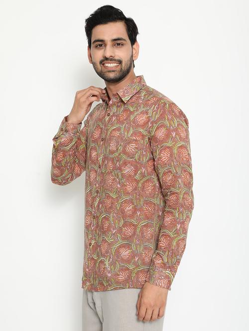 brown printed casual shirt - 18431736 - Very Small Image - 1