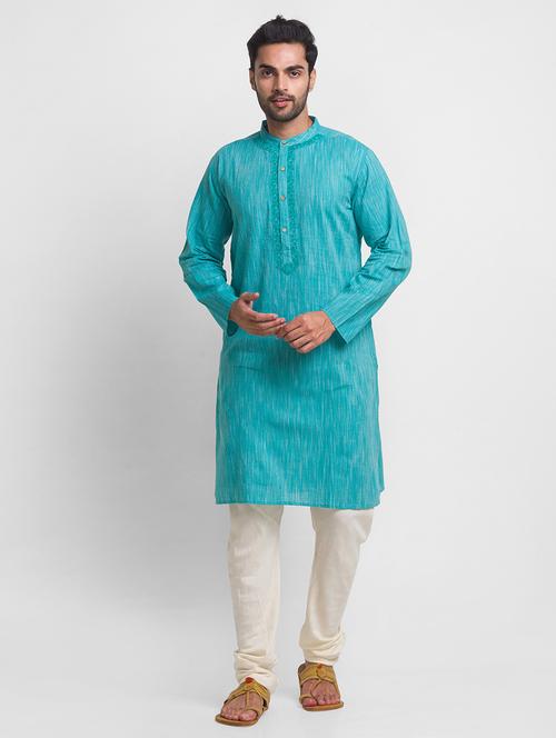 turquoise melange kurta - 18431917 - Very Small Image - 1
