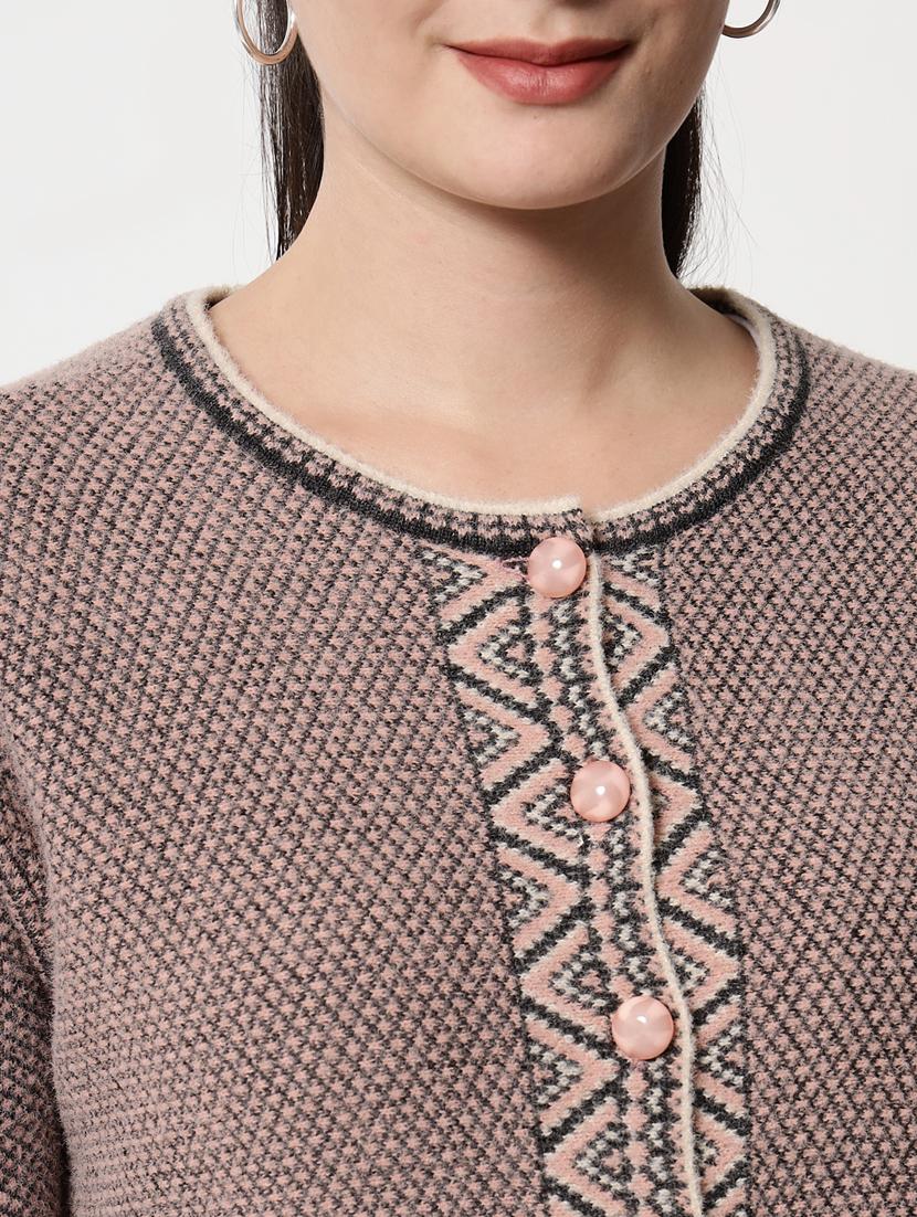 long sleeved self-desined wool cardigan - 18432051 - Zoom Image - 4