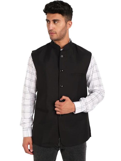 men solid mandarin neck nehru jacket - 18432574 - Very Small Image - 1