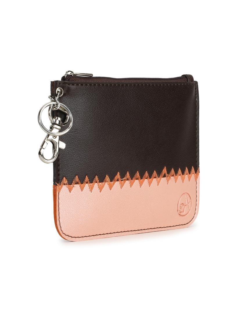 brown color block regular pouch - 18434365 - Standard Image - 3