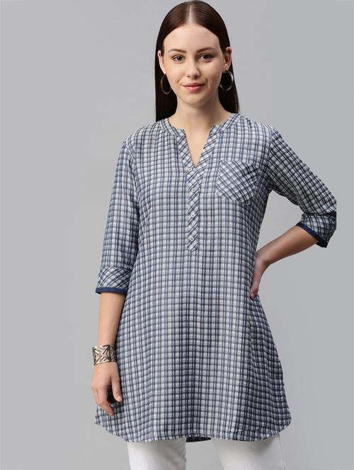 checked a-line kurti - 18434637 - Very Small Image - 1