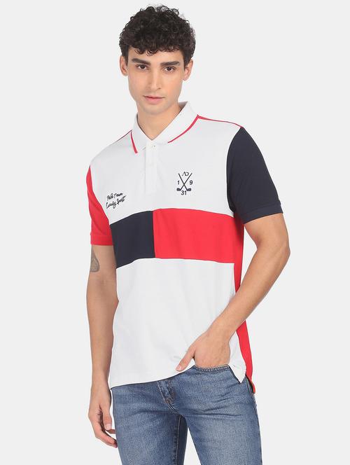 navy-blue color-blocked polo t-shirt - 18434816 - Very Small Image - 1