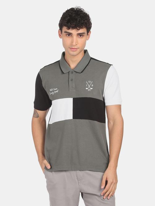 white color-blocked polo t-shirt - 18434817 - Very Small Image - 1