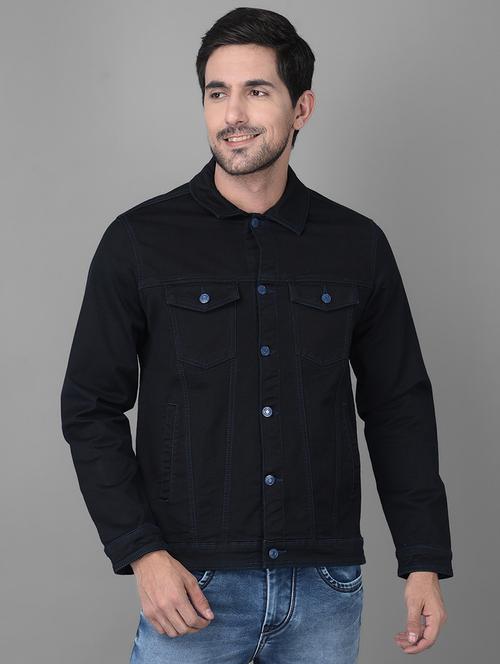 navy-blue light-washed denim jacket - 18434991 - Very Small Image - 1