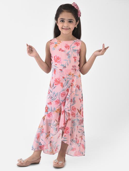 girls pink ruffled hem maxi dress - 18435146 - Very Small Image - 1