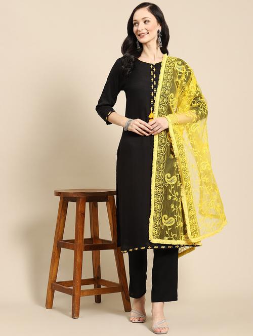 yellow net dupatta - 18435693 - Very Small Image - 1