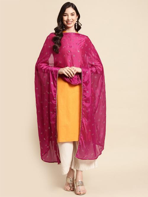 burgundy silk dupatta - 18435878 - Very Small Image - 1
