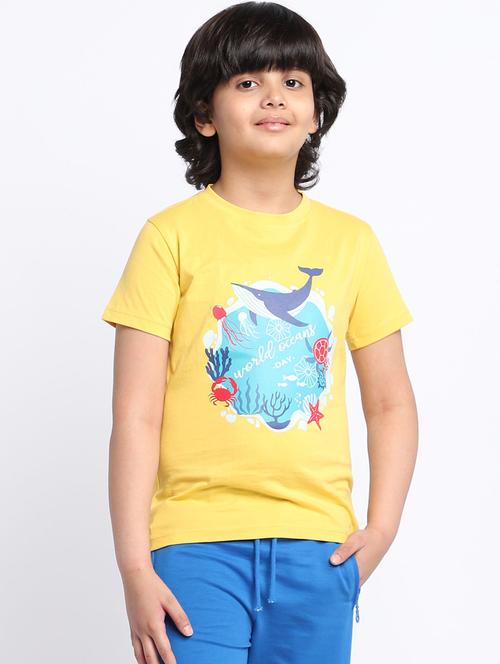 yellow graphic cotton t-shirt - 18436293 - Very Small Image - 1
