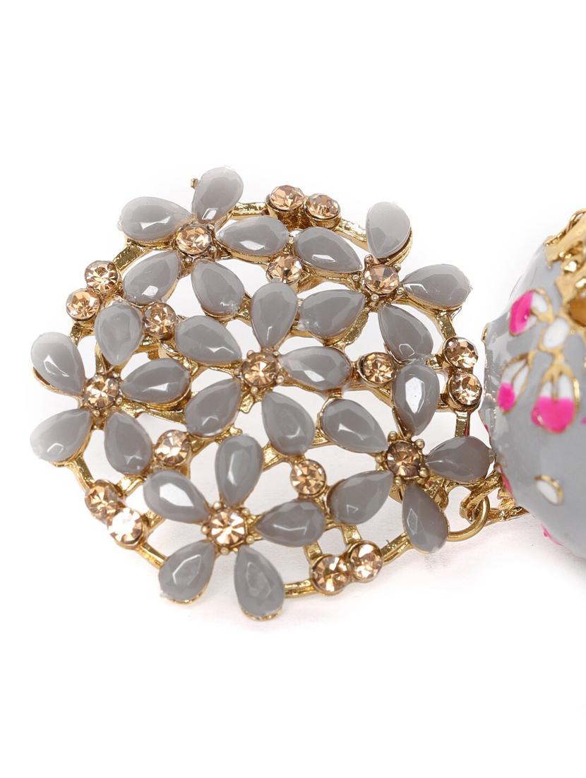 grey brass jhumka earring - 18437075 - Standard Image - 2