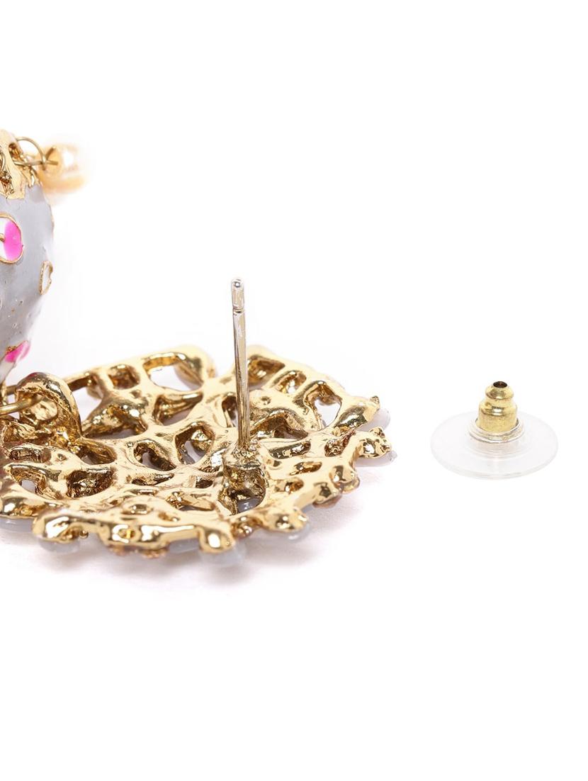 grey brass jhumka earring - 18437075 - Standard Image - 3
