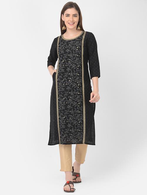women's straight kurta - 18437095 - Very Small Image - 1