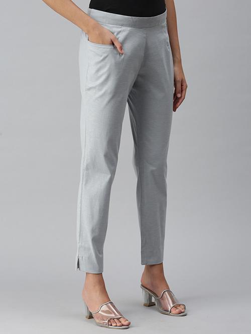 women solid pleated cigarette pants - 18437137 - Very Small Image - 1
