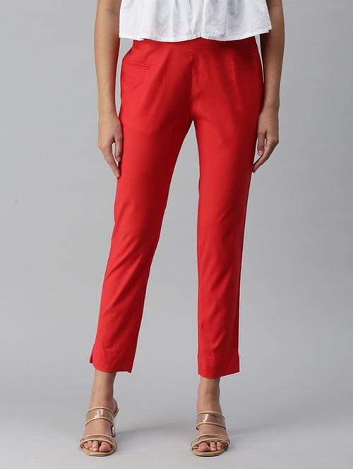 women solid pleated cigarette pants - 18437140 - Very Small Image - 1