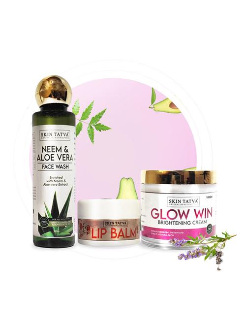skin tatva neem aloevera face wash + glow win cream+lip balm combo - 18437570 - Very Small Image - 1