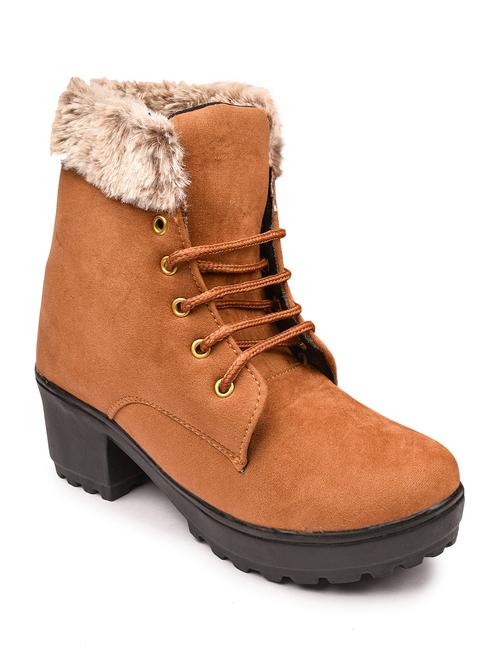 women tan ankle length lace up boot - 18437670 - Very Small Image - 1