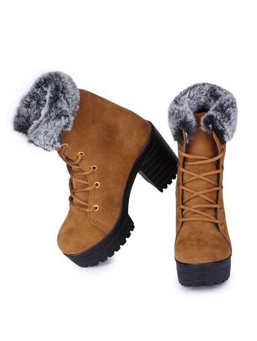 women tan ankle length lace up boot - 18437685 - Very Small Image - 1