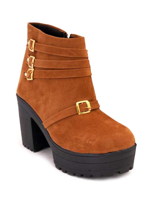 women tan ankle length lace up boot - 18437687 - Very Small Image - 1