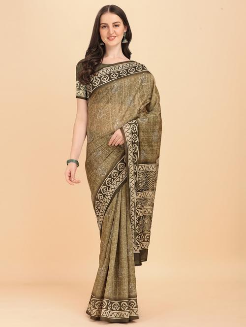 batik print chanderi saree with blouse - 18437947 - Very Small Image - 1