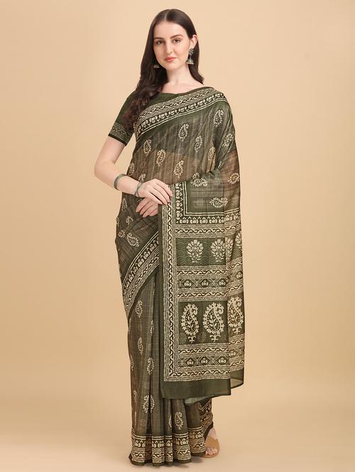 batik print chanderi saree with blouse - 18437967 - Very Small Image - 1