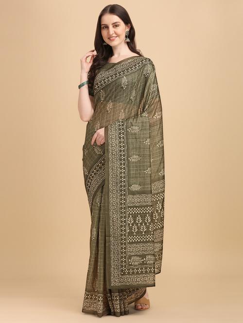 batik print chanderi saree with blouse - 18437971 - Very Small Image - 1