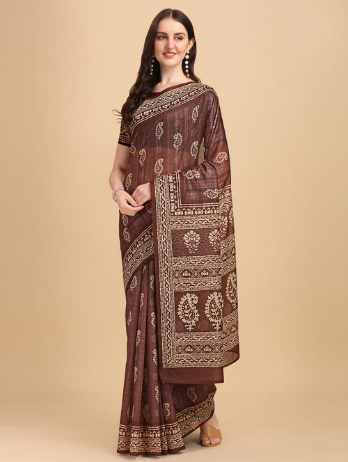 batik print chanderi saree - 18437979 - Very Small Image - 1
