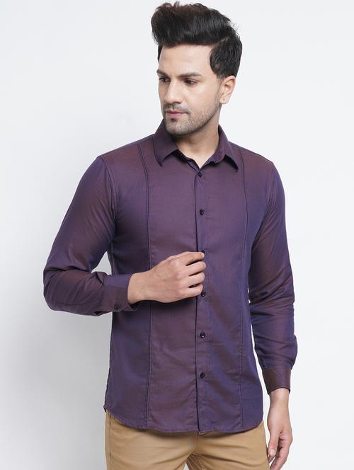 purple self design casual shirt - 18438053 - Very Small Image - 1