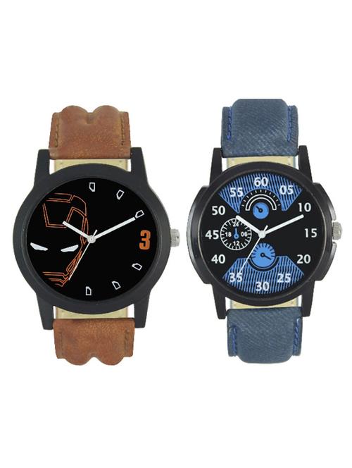 brown and blue color men's analog watch pack of -2 - 18438685 - Very Small Image - 1
