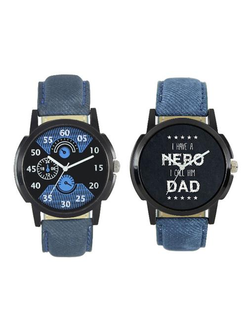 blue and black color men's analog watch pack of -2 - 18438707 - Very Small Image - 1