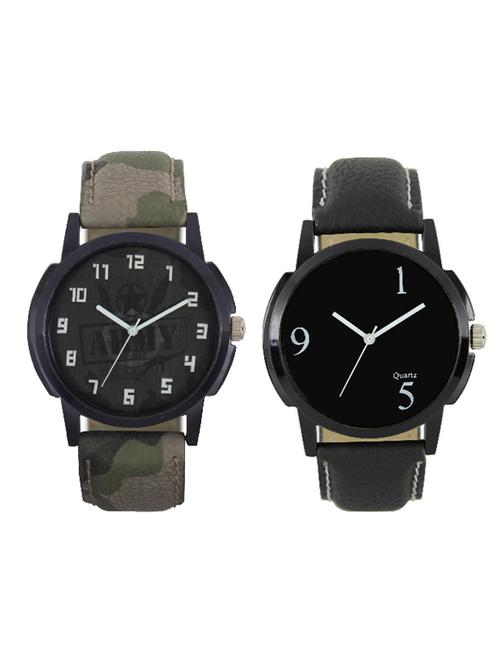 army and black color men's analog watch pack of -2 - 18438712 - Very Small Image - 1