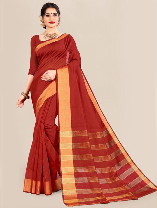 gold bordered kota doria saree with blouse - 18438758 - Very Small Image - 1