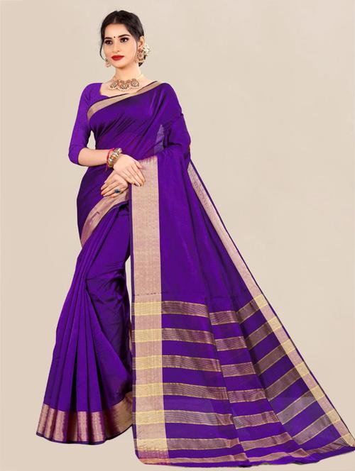 gold bordered kota doria saree with blouse - 18438759 - Very Small Image - 1