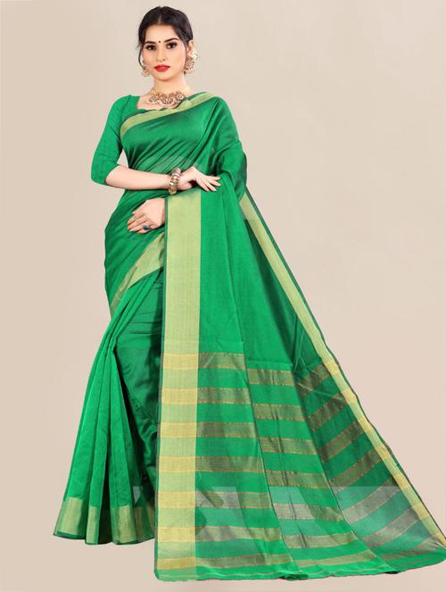 gold bordered kota doria saree with blouse - 18438764 - Very Small Image - 1