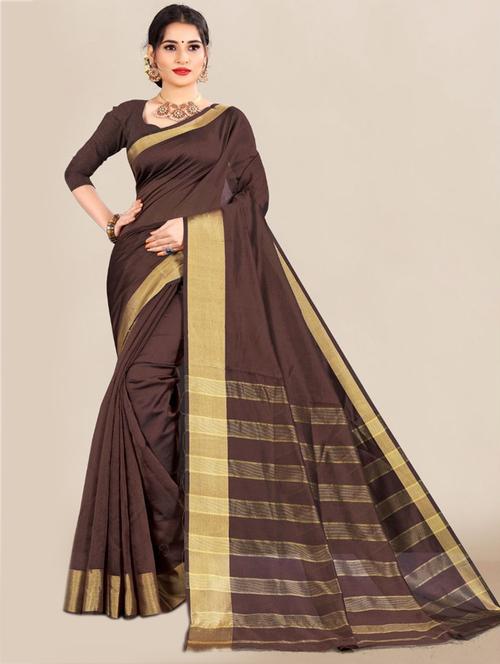 gold bordered kota doria saree with blouse - 18438766 - Very Small Image - 1